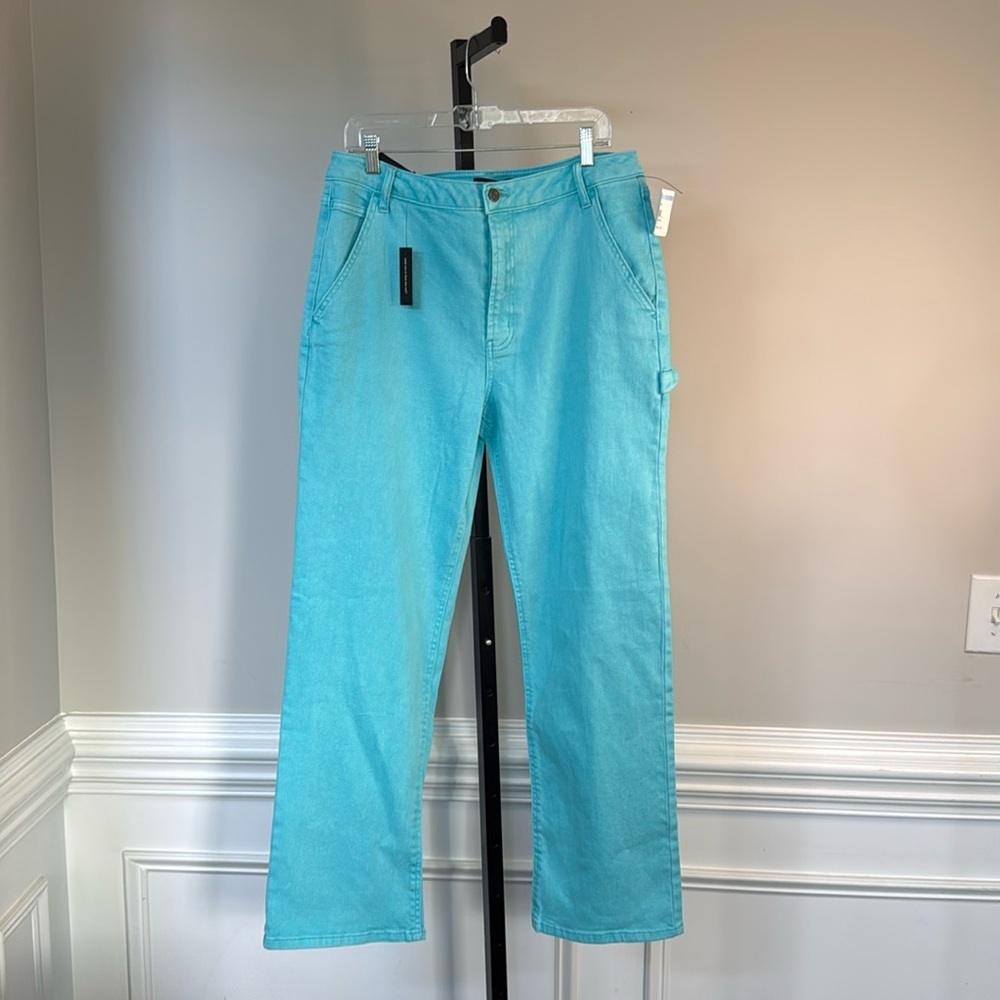 AFRM high rise utility straight leg jeans 30 turquoise - Picture 1 of 5